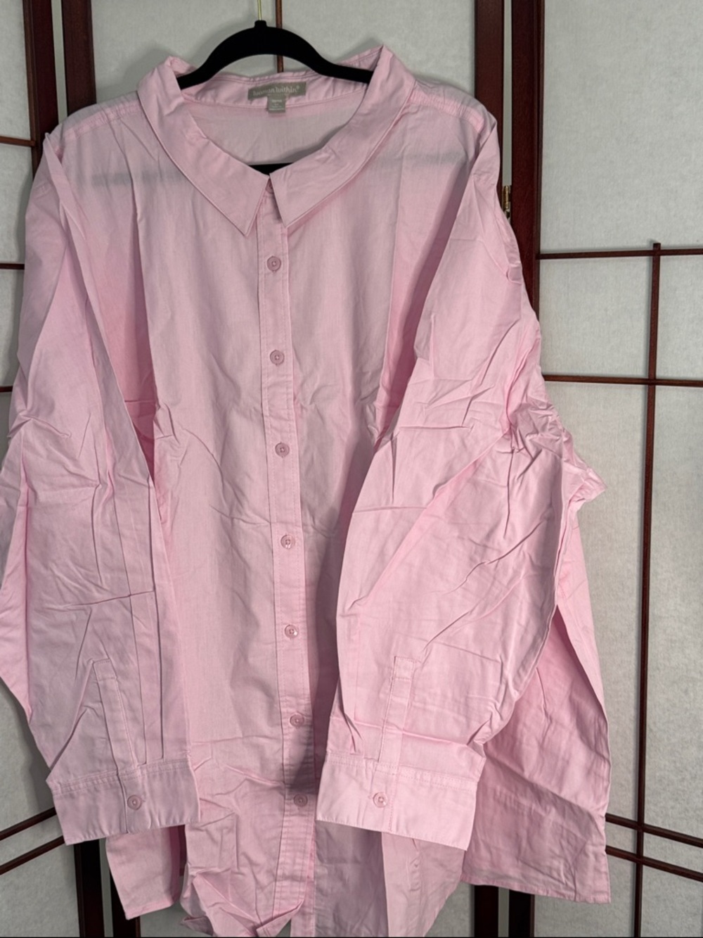 Woman Within Light Pink Button-Down Shirt
